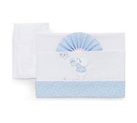 Italbaby completo di lenzuoline ricamate per lettino 3 pezzi serie bear azzurro