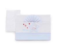 Italbaby completo di lenzuoline ricamate per lettino 3 pezzi serie little star azzurro