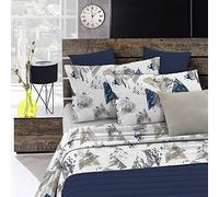 Set Lenzuola Letto Fashion, Made in Italy- Completo Letto in Morbida Microfibra, Lenzuolo Sotto con Angoli, Telo Sopra 180x270 e Federa con Patella Interna, Piazza e Mezza, Urban Blu