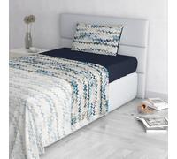 Set Lenzuola Letto Fashion, Made in Italy- Completo Letto in Morbida Microfibra, Lenzuolo Sotto con Angoli, Telo Sopra 180x270 e Federa con Patella Interna, Piazza e Mezza, Modern Sky