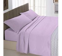 Set Lenzuola Letto Matrimoniale Cotone Max Color, lavorato in Italia - Completo Letto, Lenzuolo Sotto con Angoli, Telo Sopra 240x300 cm e 2 Federe con Patella Interna, Lilla