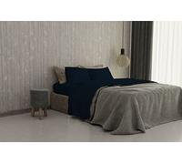 Set Lenzuola Letto Matrimoniale Cotone Max Color, lavorato in Italia - Completo Letto, Lenzuolo Sotto con Angoli, Telo Sopra 240x300 cm e 2 Federe con Patella Interna, Blu Scuro