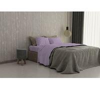 Set Lenzuola Letto Matrimoniale Cotone Max Color, lavorato in Italia - Completo Letto, Lenzuolo Sotto con Angoli, Telo Sopra 240x300 cm e 2 Federe con Patella Interna, Lilla