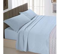 Set Lenzuola Letto Matrimoniale Cotone Max Color, Lavorato in Italia - Completo Letto, Lenzuolo sotto con Angoli, Telo sopra 240x300 cm e 2 Federe con Patella Interna, Azzurro