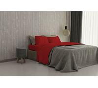 Set Lenzuola Letto Matrimoniale Cotone Max Color, lavorato in Italia - Completo Letto, Lenzuolo Sotto con Angoli, Telo Sopra 240x300 cm e 2 Federe con Patella Interna, Rosso