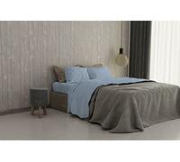 Set Lenzuola Letto Matrimoniale Cotone Max Color, lavorato in Italia - Completo Letto, Lenzuolo Sotto con Angoli, Telo Sopra 240x300 cm e 2 Federe con Patella Interna, Azzurro