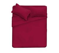 Set Lenzuola Letto Matrimoniale Cotone Max Color, lavorato in Italia - Completo Letto, Lenzuolo Sotto con Angoli, Telo Sopra 240x300 cm e 2 Federe con Patella Interna, Bordeaux