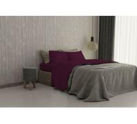 Set Lenzuola Letto Matrimoniale Cotone Max Color, lavorato in Italia - Completo Letto, Lenzuolo Sotto con Angoli, Telo Sopra 240x300 cm e 2 Federe con Patella Interna, Prugna