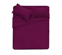 Set Lenzuola Letto Matrimoniale Cotone Max Color, Lavorato in Italia - Completo Letto, Lenzuolo sotto con Angoli, Telo sopra 240x300 cm e 2 Federe con Patella Interna, Prugna
