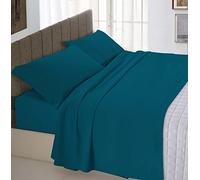 Set Lenzuola Letto Matrimoniale Cotone Max Color, lavorato in Italia - Completo Letto, Lenzuolo Sotto con Angoli, Telo Sopra 240x300 cm e 2 Federe con Patella Interna, Verde Petrolio