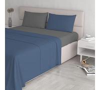 Set Lenzuola Letto Matromoniale Cotone Natural Color, lavorato in Italia - Completo Letto, Lenzuolo Sotto con Angoli, Telo Sopra 90x200cm e Federa con Patella Interna, Avio/fumo