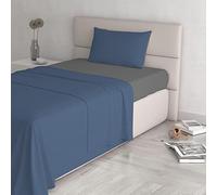 Set Lenzuola Letto Piazza e mezza Cotone Natural Color, lavorato in Italia - Completo Letto, Lenzuolo Sotto con Angoli, Telo Sopra 90x200cm e Federa con Patella Interna, Avio/fumo