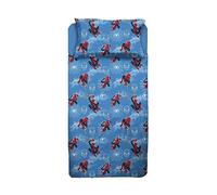 Set Lenzuola Letto Piazza E Mezza Spiderman, Completo Letto, Lenzuolo Sopra, Lenzuolo Con Angoli, Federa, Blu, 100% Cotone, Prodotto Ufficiale