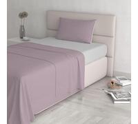 Set Lenzuola Letto Singolo Cotone Natural Color, lavorato in Italia - Completo Letto, Lenzuolo Sotto con Angoli, Telo Sopra 90x200cm e Federa con Patella Interna, Rosa antico/grigio chiaro