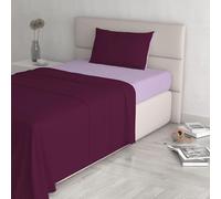 Italian Bed Linen Completo Letto Natural Color, 100% Cotone, Lilla/Prugna, Singolo