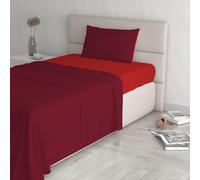 Italian Bed Linen Completo Letto Natural Color, 100% Cotone, Rosso/Bordeaux, Singolo