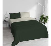 Set Lenzuola Matrimoniale 100% Cotone Natural Color, Made in Italy - Completo Letto, Lenzuolo Sotto con Angoli, Telo Sopra 240x300cm e Federe con Patella Interna, Verde Oliva/Panna