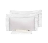 Set Lenzuola Matrimoniale Francese Sopra Sotto e Federe Bordi in Raso Garrini Eveline Avorio/Bianco