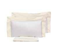 Set Lenzuola Matrimoniale Sopra Sotto e Federe Bordi in Raso Garrini Eveline Avorio/Avorio