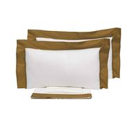 Set Lenzuola Matrimoniale Sopra Sotto e Federe Bordi in Raso Garrini Eveline Avorio/Ocra