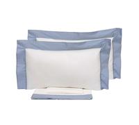 Set Lenzuola Matrimoniale Sopra Sotto e Federe Bordi in Raso Garrini Eveline Avorio/Valanga