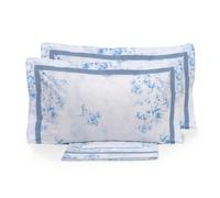 Set Lenzuola Matrimoniale Sopra Sotto e Federe in Percalle di Cotone Garrini Michelle Azzurro