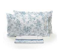 Set Lenzuola Matrimoniale Sopra Sotto e Federe in Percalle di Cotone Garrini Samantha Blu