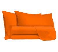 Set Lenzuola Matrimoniale Sopra Sotto e Federe Tinta Unita Arancio