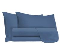 Set Lenzuola Matrimoniale Sopra Sotto e Federe Tinta Unita Avio