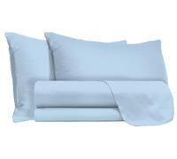 Set Lenzuola Matrimoniale Sopra Sotto e Federe Tinta Unita Azzurro