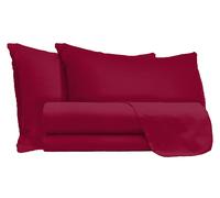Set Lenzuola Matrimoniale Sopra Sotto e Federe Tinta Unita Bordeaux
