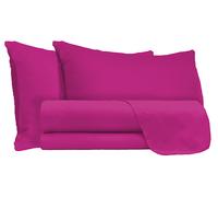 Set Lenzuola Matrimoniale Sopra Sotto e Federe Tinta Unita Fucsia