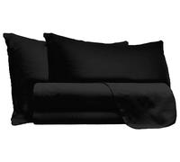 Set Lenzuola Matrimoniale Sopra Sotto e Federe Tinta Unita Nero