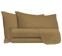 Set Lenzuola Matrimoniale Sopra Sotto e Federe Tinta Unita Nocciola