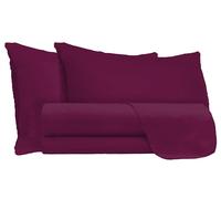 Set Lenzuola Matrimoniale Sopra Sotto e Federe Tinta Unita Prugna