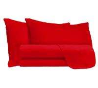 Set Lenzuola Matrimoniale Sopra Sotto e Federe Tinta Unita Rosso