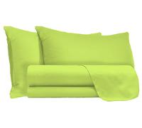 Set Lenzuola Matrimoniale Sopra Sotto e Federe Tinta Unita Verde Acido