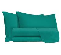 Set Lenzuola Matrimoniale Sopra Sotto e Federe Tinta Unita Verde Acqua