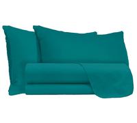 Set Lenzuola Matrimoniale Sopra Sotto e Federe Tinta Unita Verde Bottiglia