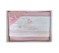 Set Lenzuola Neonato (3 pezzi) 100% Cotone Estivo Culla Lettino Carrozzina Coordinato Completo (Culla (90x120cm), Rosa)