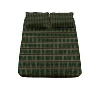 Set Lenzuola per Bambini, Lenzuolo con Angoli 160x200x30cm Classico Motivo Scozzese Lenzuolo con Angoli Morbidi Traspirante con Tasca Profonda 30cm, Verde Scuro Biancheria da Letto con 2 Federe
