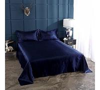 Set Lenzuola Piatte in Raso di Seta Multi-Formato Singolo e Matrimoniale - Copriletto e Lenzuola in Lino - Completo 2 Pezzi Con Federa