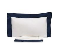 Set Lenzuola Sopra Sotto e Federe Bordi in Raso Garrini Eveline Avorio/Blu