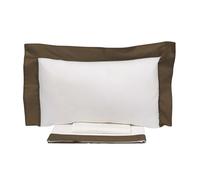 Set Lenzuola Sopra Sotto e Federe Bordi in Raso Garrini Eveline Avorio/Marrone Varie Misure