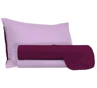 Set Lenzuola Sopra Sotto e Federe Doubleface Lilla/Prugna 1 Piazza e Mezzo