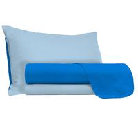 Set Lenzuola Sopra Sotto e Federe Doubleface Royal/Azzurro 1 Piazza e Mezzo