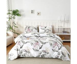 Set Lenzuola Una Piazza e Mezza in Microfibre 120x190/200cm, Completo Lenzuola Letto con 1 Federe 50x80 in Stampa, Lenzuola Sopra e Lenzuolo con Angoli, Comfort e Morbidezza, Canzone Floreale Viola