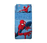 Set Lenzuolo Copriletto Singolo Spiderman 100% Cotone, Completo Letto Copriletto, Lenzuolo da Sopra con Ribaltina + Lenzuolo da Sotto con Angoli + Federa