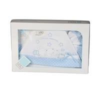 Set Lenzuolo Culla Lettino Puro Cotone Mio Piccolo Ninna Nanna Celeste