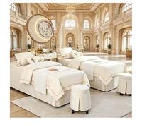 Set lenzuolo da massaggio di lusso in lino di cotone spesso, copertura per salone di bellezza resistente alle rughe in 4 pezzi, biancheria da letto spa tra bianco Square bedside 180*60cm(70.8*23.6in)